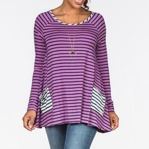 Matilda Jane Purple striped tunic shirt small